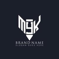 diseño del logotipo de la letra myk sobre fondo negro. myk creativo monograma lápiz iniciales letra logo concepto. myk diseño de logotipo de vector abstracto plano moderno único.