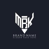 diseño del logotipo de la letra mrk sobre fondo negro. mrk creative monogram lápiz iniciales letra logo concepto. mrk diseño de logotipo de vector abstracto plano moderno único.