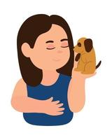 girl with little dog vector