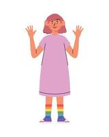 girl with socks rainbow vector