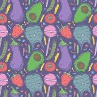 Seamless food pattern. Doodle food background vector