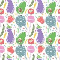 Seamless food pattern. Doodle food background vector