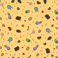 Seamless food pattern. Doodle food background vector