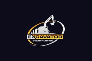 Excavator logo template vector. Heavy equipment logo vector for construction company. Creative excavator illustration for logo template.