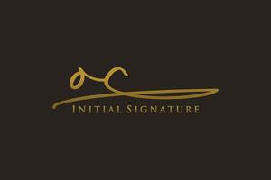 plantilla de logotipo de firma de letra oc inicial logotipo de diseño elegante. ilustración de vector de letras de caligrafía dibujada a mano.