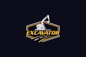 Excavator logo template vector. Heavy equipment logo vector for construction company. Creative excavator illustration for logo template.