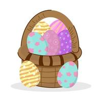 easter eggs in basket vector