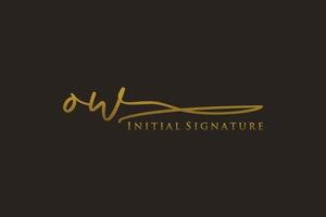Initial OW Letter Signature Logo Template elegant design logo. Hand drawn Calligraphy lettering Vector illustration.