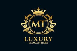 Initial MT Letter Royal Luxury Logo template in vector art for luxurious branding projects and other vector illustration.