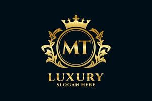 Initial MT Letter Royal Luxury Logo template in vector art for luxurious branding projects and other vector illustration.