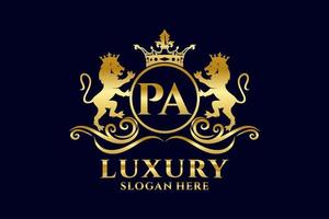 Initial PA Letter Lion Royal Luxury Logo template in vector art for luxurious branding projects and other vector illustration.