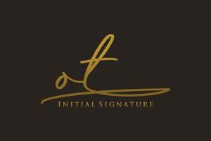Initial OT Letter Signature Logo Template elegant design logo. Hand drawn Calligraphy lettering Vector illustration.
