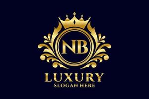 Initial NB Letter Royal Luxury Logo template in vector art for luxurious branding projects and other vector illustration.