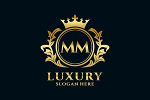 Initial MM Letter Royal Luxury Logo template in vector art for luxurious branding projects and other vector illustration.