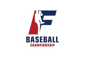 letra f con diseño de logotipo de béisbol. elementos de plantilla de diseño vectorial para equipo deportivo o identidad corporativa. vector