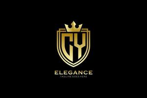 initial CY elegant luxury monogram logo or badge template with scrolls and royal crown - perfect for luxurious branding projects vector