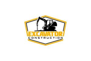 Excavator logo template vector. Heavy equipment logo vector for construction company. Creative excavator illustration for logo template.