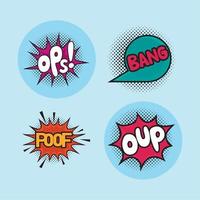 set of comic bubbles with halftone dot vector
