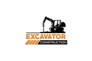 Excavator logo template vector. Heavy equipment logo vector for construction company. Creative excavator illustration for logo template.