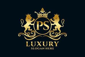 Initial PS Letter Lion Royal Luxury Logo template in vector art for luxurious branding projects and other vector illustration.