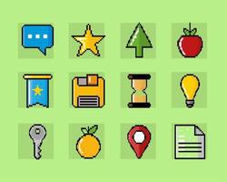 pixelated icons set vector