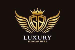 Luxury royal wing Letter GB crest Gold color Logo vector, Victory logo, crest logo, wing logo, vector logo template.