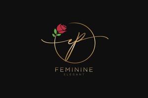 initial EP Feminine logo beauty monogram and elegant logo design, handwriting logo of initial signature, wedding, fashion, floral and botanical with creative template. vector