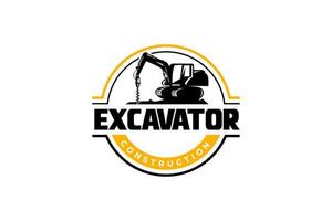 Excavator logo template vector. Heavy equipment logo vector for construction company. Creative excavator illustration for logo template.