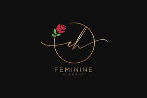 initial EH Feminine logo beauty monogram and elegant logo design, handwriting logo of initial signature, wedding, fashion, floral and botanical with creative template. vector