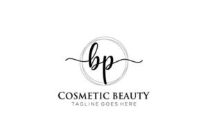 initial BP Feminine logo beauty monogram and elegant logo design, handwriting logo of initial signature, wedding, fashion, floral and botanical with creative template. vector