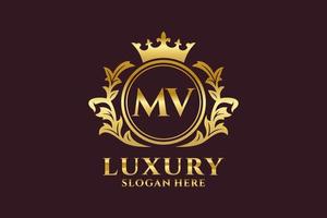 Initial MV Letter Royal Luxury Logo template in vector art for luxurious branding projects and other vector illustration.