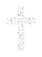 floral christian cross vector