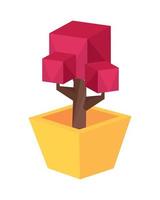 flower in pot low poly vector