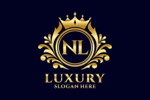 Initial NL Letter Royal Luxury Logo template in vector art for luxurious branding projects and other vector illustration.