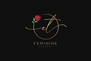 initial ET Feminine logo beauty monogram and elegant logo design, handwriting logo of initial signature, wedding, fashion, floral and botanical with creative template. vector