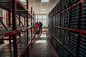 A special team of geologists who study rocks in industry using modern machines.Selective focus photo