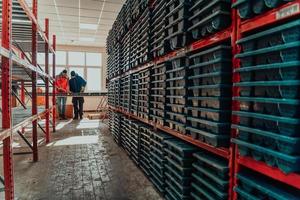 A special team of geologists who study rocks in industry using modern machines.Selective focus photo