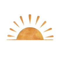 Sun, watercolor element on white background vector