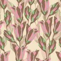 seamless plants pattern background with pastel abstract flowers , greeting card or fabric vector