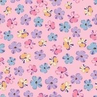 seamless plants pattern background with sweet multicolour flowers , greeting card or fabric vector