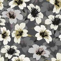 seamless plants pattern background with doodle  hibicus flowers , greeting card or fabric vector