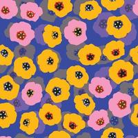 seamless plants pattern background with mixed hand drawn flowers , greeting card or fabric vector