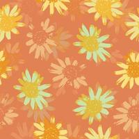 seamless plants pattern background with doodle sunflowers , greeting card or fabric vector
