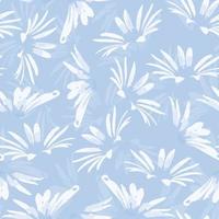 seamless plants pattern background with doodle blue hand drawn flowers , greeting card or fabric vector