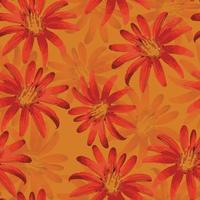 seamless plants pattern background with doodle red flowers , greeting card or fabric vector