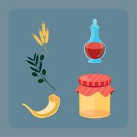 icons set rosh hashanah vector