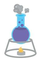 flask heated by bunsen burner vector