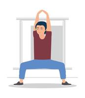 hombre practicando yoga vector