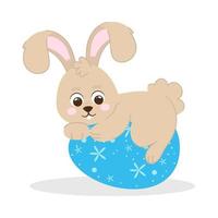 rabbit on easter egg vector