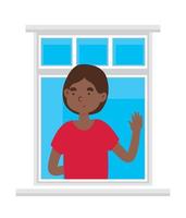 man waving hand in the window vector